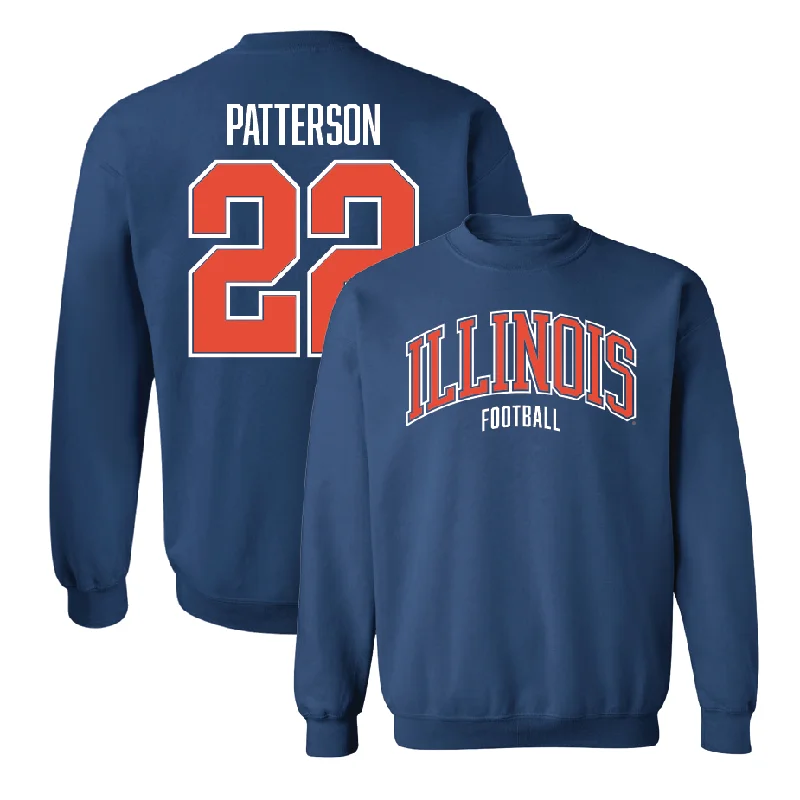 long sleeve shirt for cold weather-Navy Illinois Arch Crew    - Kaleb Patterson