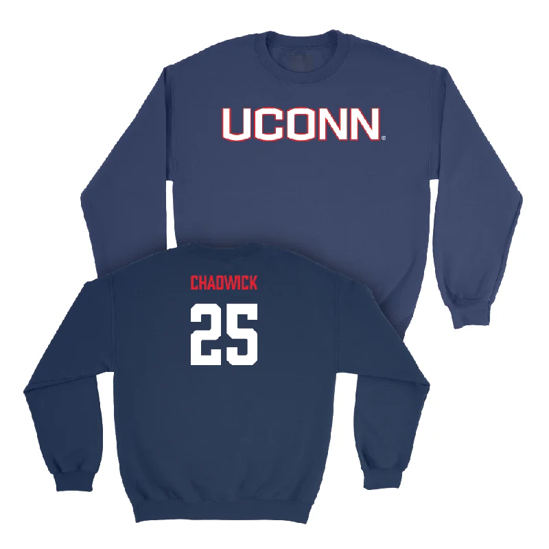 long sleeve denim shirt-Navy Football UConn Crewneck   - Cam Chadwick