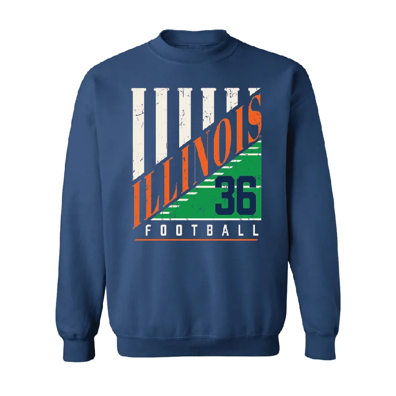 long sleeve fitness shirt-Navy Illinois Columns Crew    - Lane Hansen