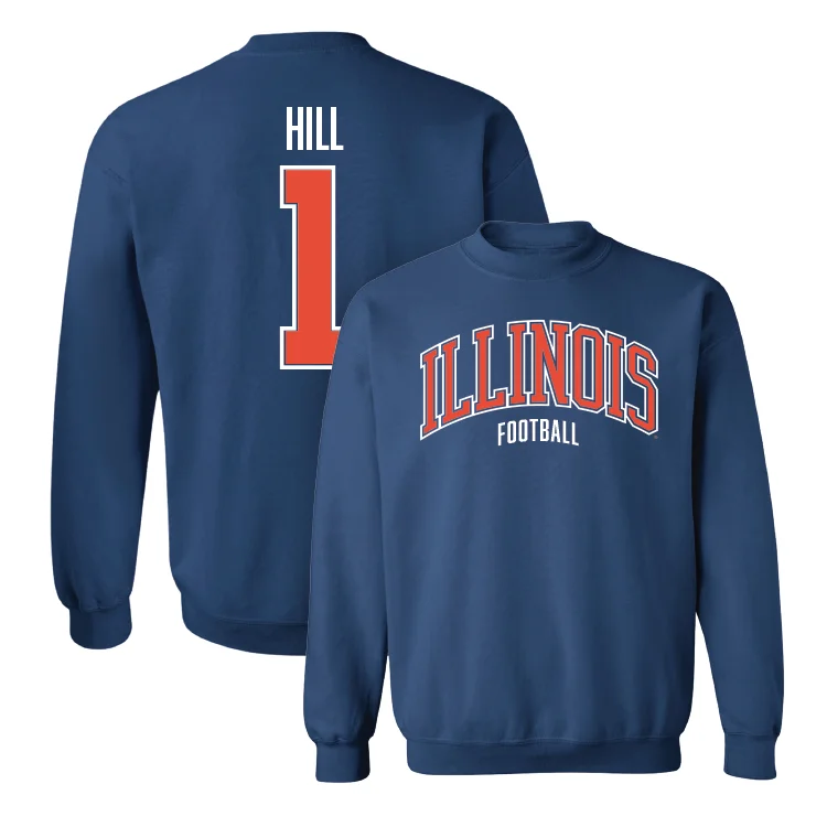 long sleeve nightshirt-Navy Illinois Arch Crew - Demetrius Hill #1