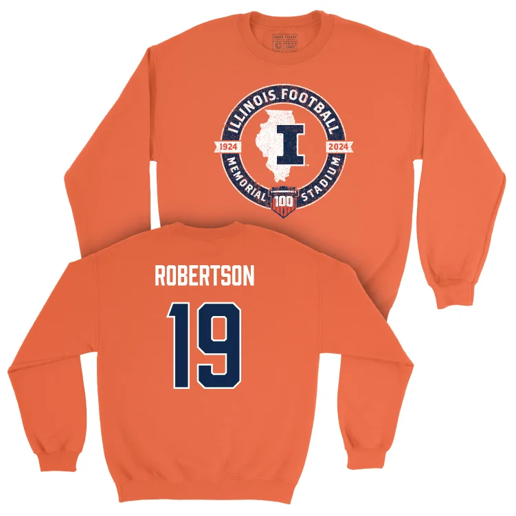 long sleeve high-neck sweater-Illinois Football 100th Anniversary Orange Tradition Crew - Hugh Robertson | #19