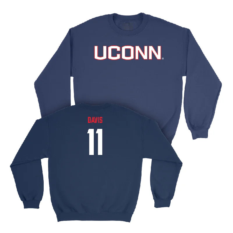 long sleeve knit top-Navy Football UConn Crewneck   - Isiah Davis