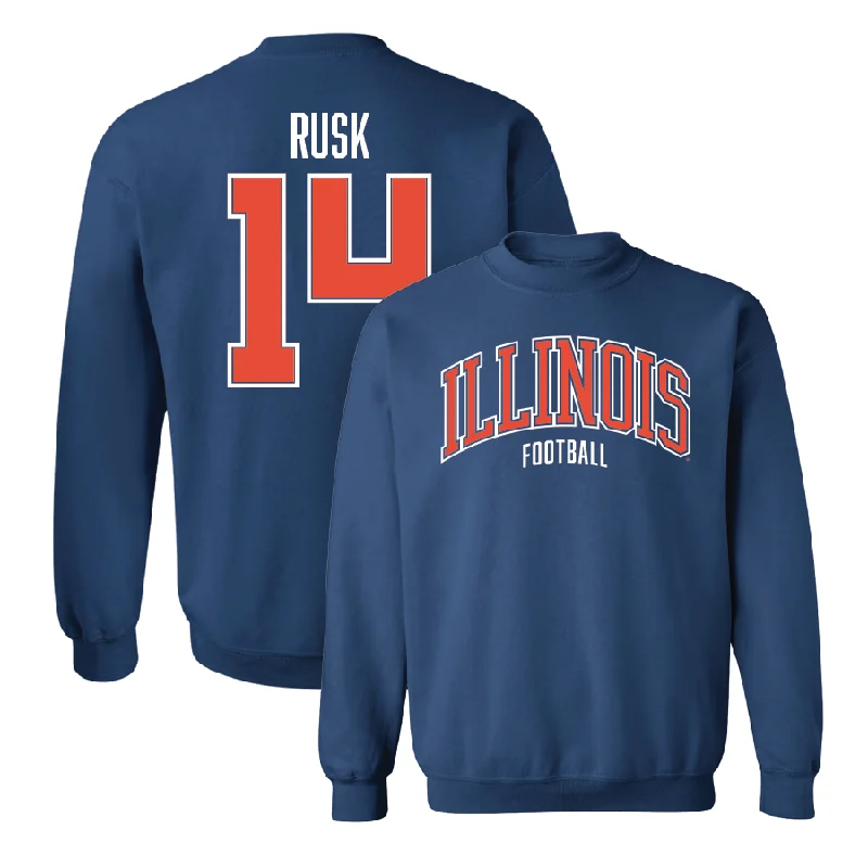 long sleeve athletic wear-Navy Illinois Arch Crew  - Cole Rusk