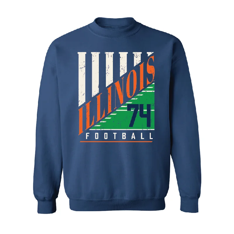 long sleeve soft cotton shirt-Navy Illinois Columns Crew  - JC Davis