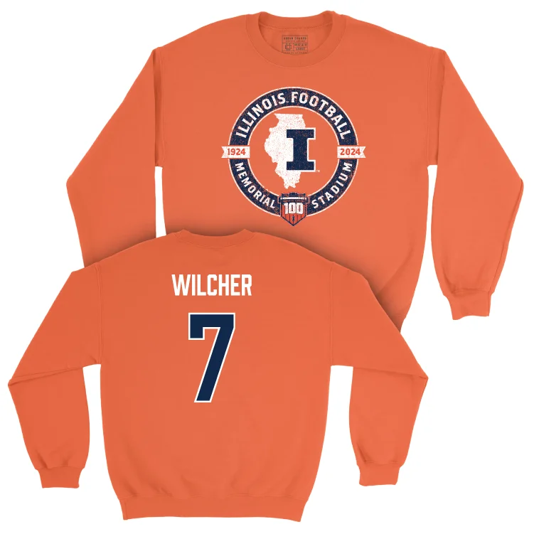 long sleeve pullover-Illinois Football 100th Anniversary Orange Tradition Crew - Kenari Wilcher | #7