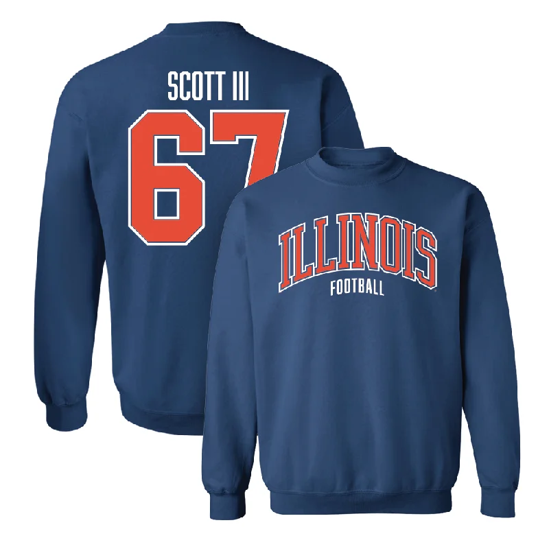 long sleeve sportswear-Navy Illinois Arch Crew    - Steven Scott III