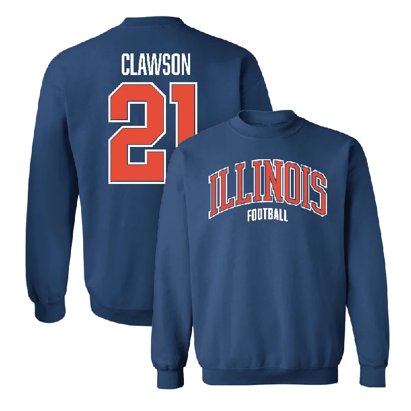 long sleeve sports top-Navy Illinois Arch Crew    - Ben Clawson