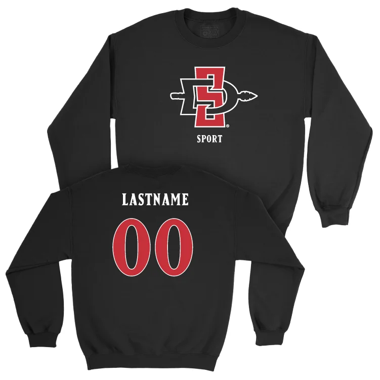 long sleeve fleece pullover for winter-SDSU Football Black Mark Crew   - Ryan Weinberg