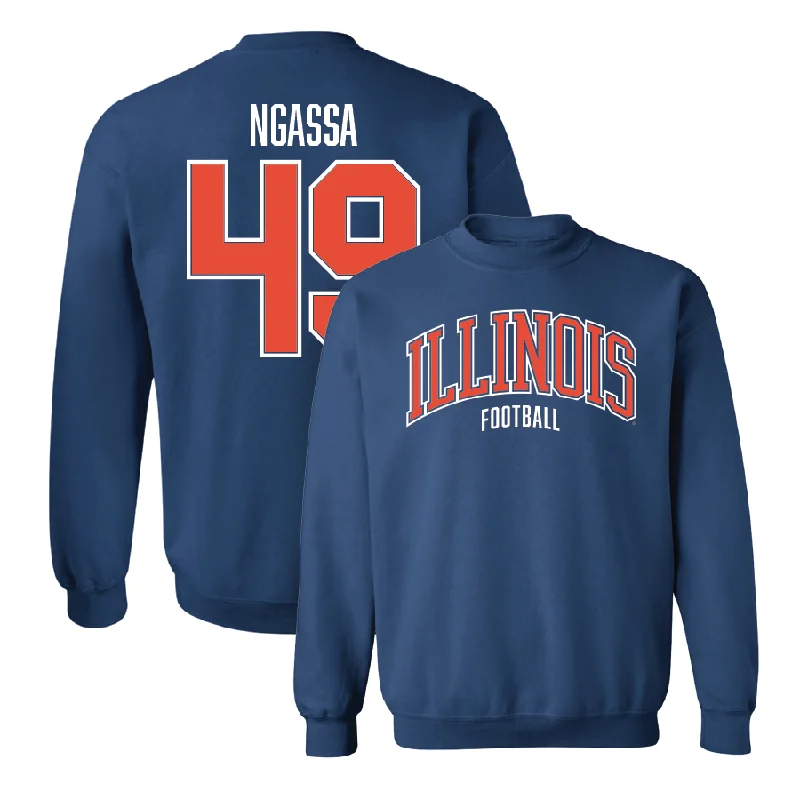 long sleeve cotton sweatshirt-Navy Illinois Arch Crew    - Harrysson Ngassa