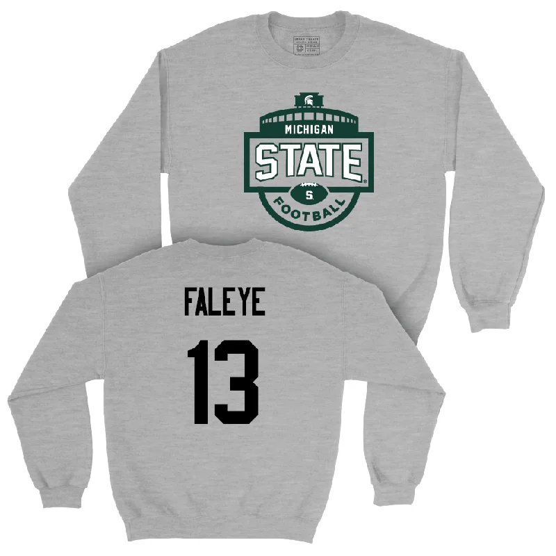 long sleeve sweater top-Sport Grey Football Stadium Crewneck - Ademola Faleye