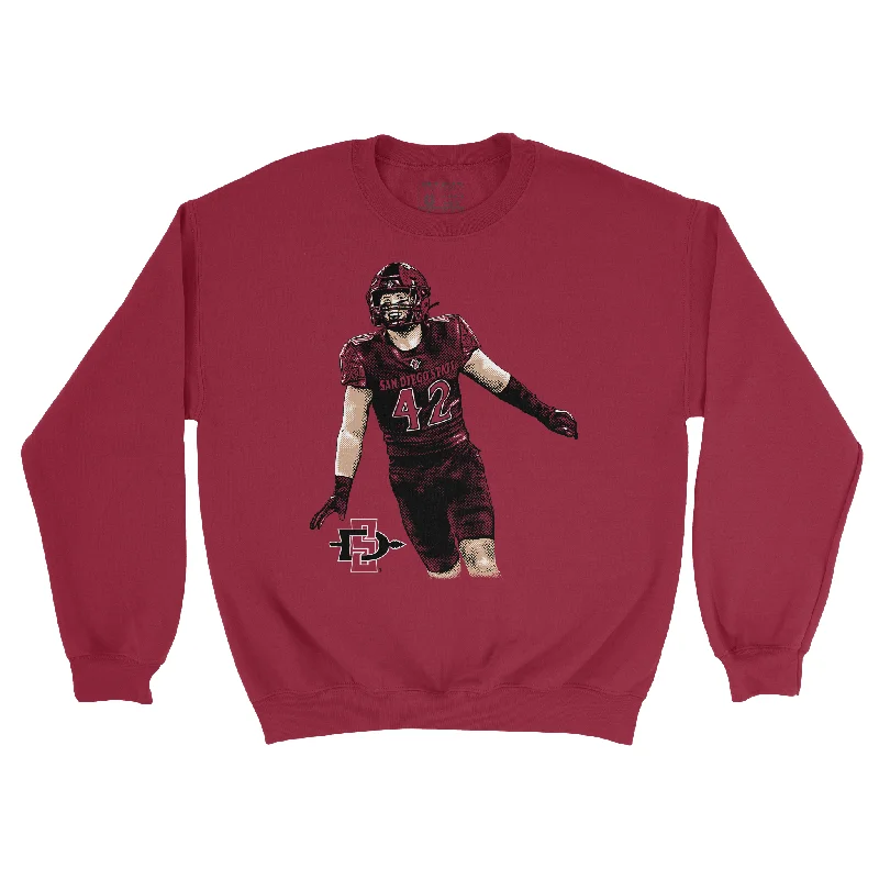 long sleeve fitness shirt-EXCLUSIVE RELEASE - Brady Anderson Illustrated Red Crew