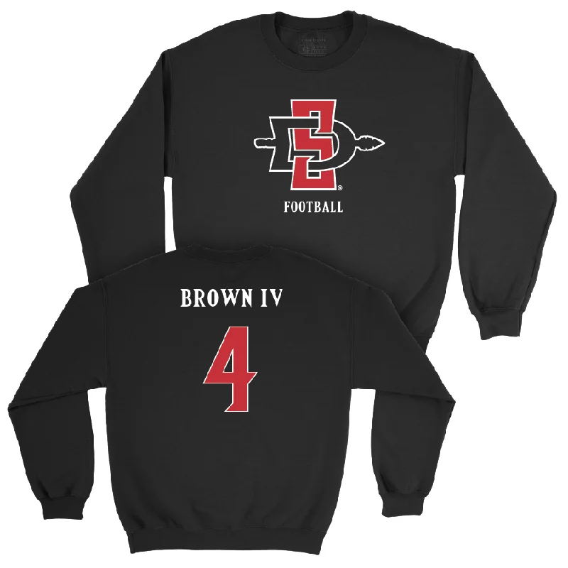 long sleeve cotton hoodie-SDSU Football Black Mark Crew  - Louis Brown