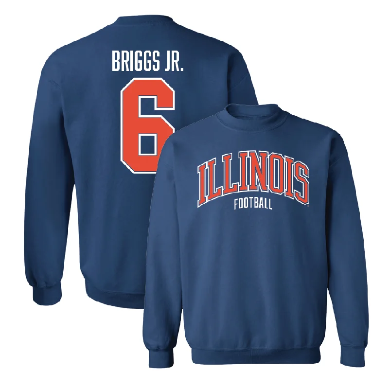 long sleeve sports hoodie-Navy Illinois Arch Crew  - Dennis Briggs Jr.