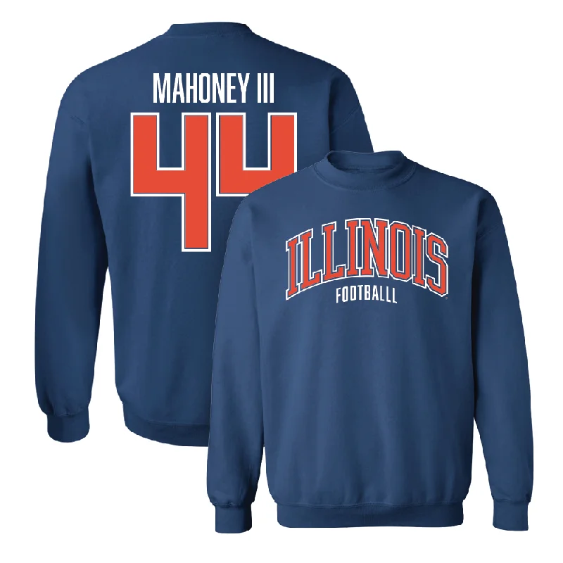 long sleeve cardigan-Navy Illinois Arch Crew    - Patrick Mahoney III