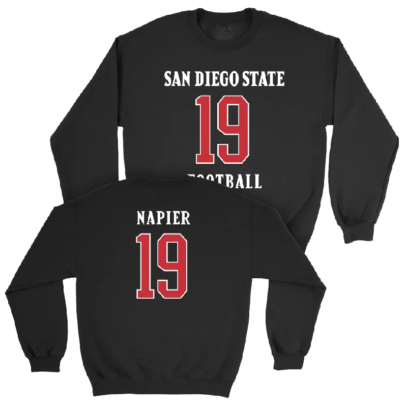 long sleeve fitted shirt-SDSU Football Black Sideline Crew  - Jordan Napier