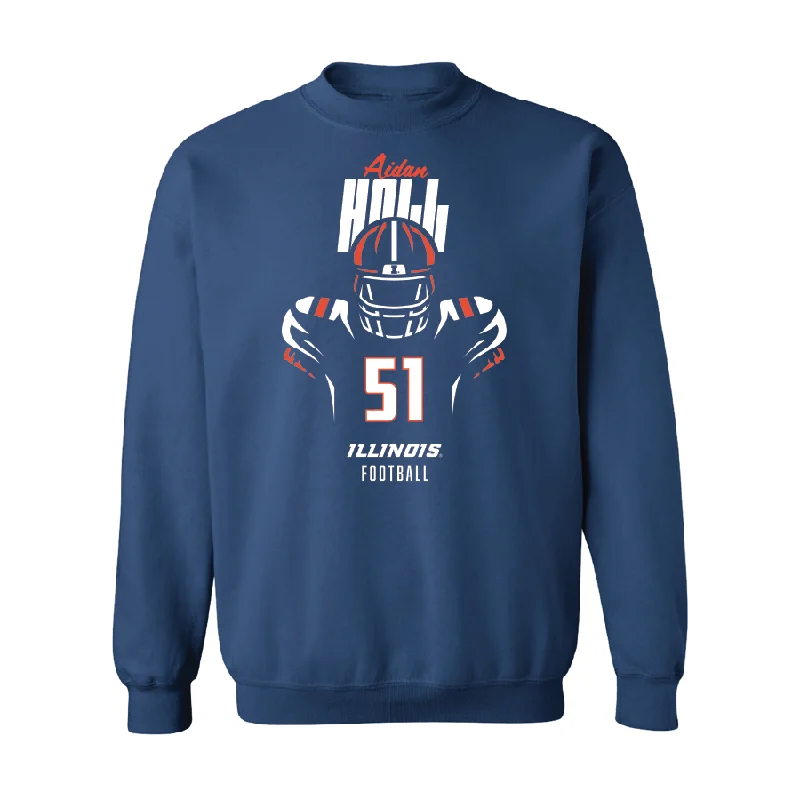 long sleeve fleece shirt-Navy Illinois Silhouette Crew    - Aidan Hall