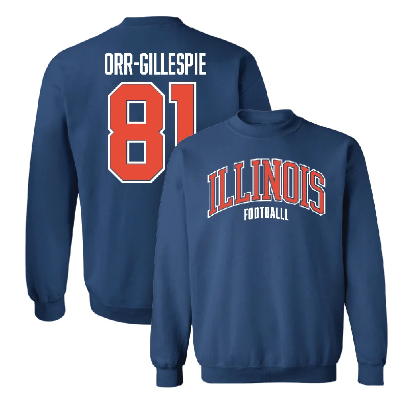 long sleeve casual pullover-Navy Illinois Arch Crew  - Carlos Orr-Gillespie