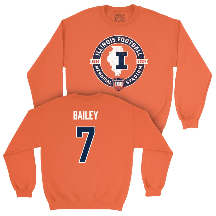 long sleeve formal shirt-Illinois Football 100th Anniversary Orange Tradition Crew - Matthew Bailey | #7