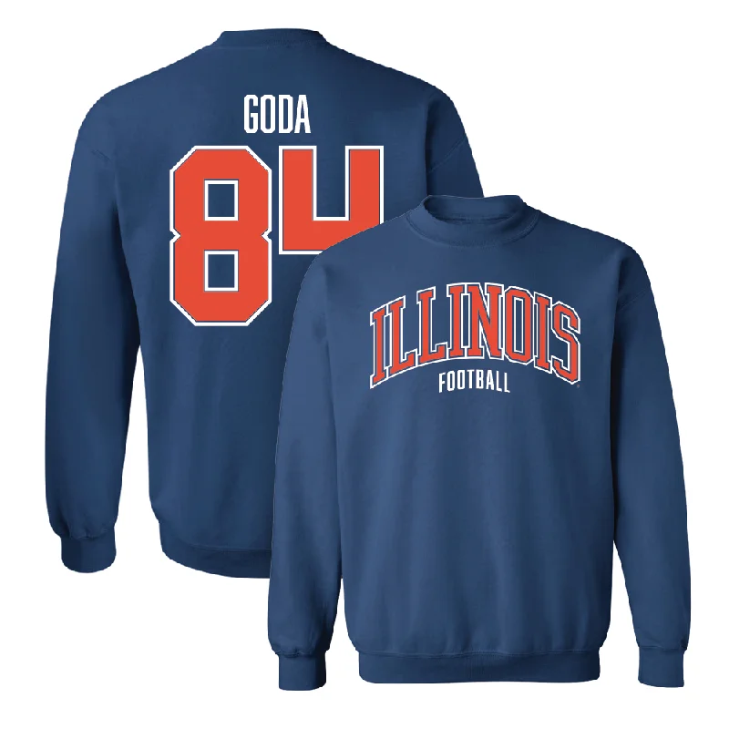 long sleeve relaxed fit shirt-Navy Illinois Arch Crew    - Carson Goda