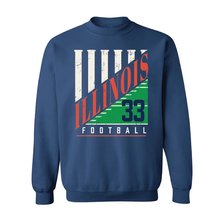 long sleeve workout hoodie-Navy Illinois Columns Crew - Ezekiel Holmes #33