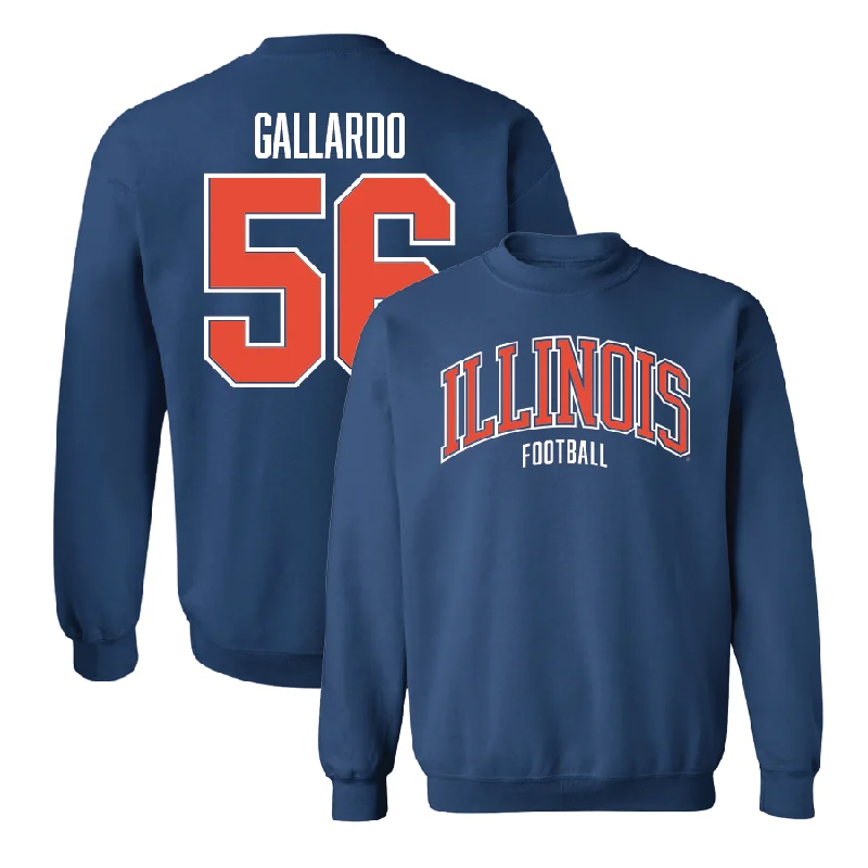 long sleeve high-neck sweater-Navy Illinois Arch Crew    - Guillermo Gallardo