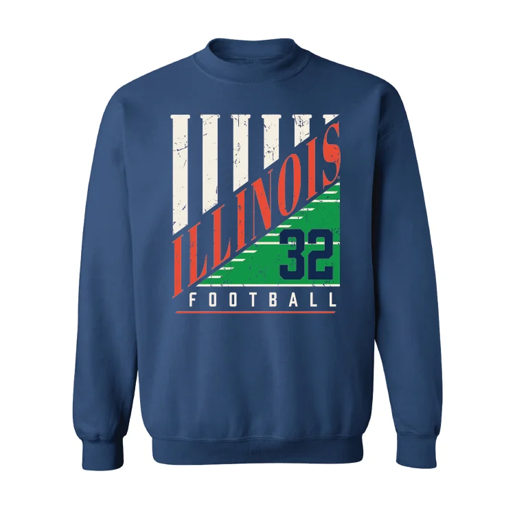 long sleeve fitted shirt-Navy Illinois Columns Crew - CJ Bufkin #32