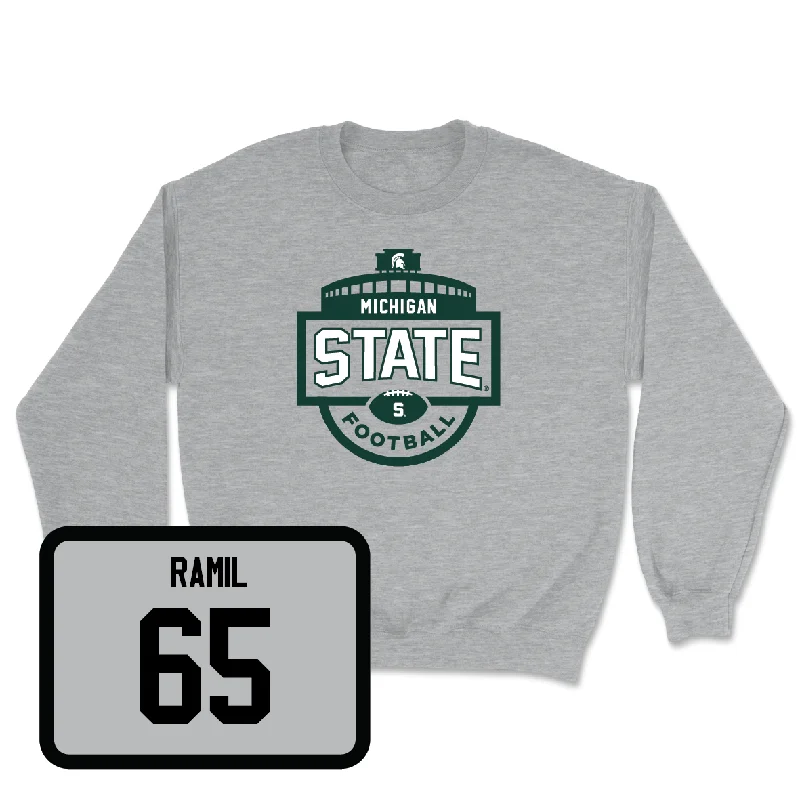 long sleeve pullover-Sport Grey Football Stadium Crewneck - Stanton Ramil