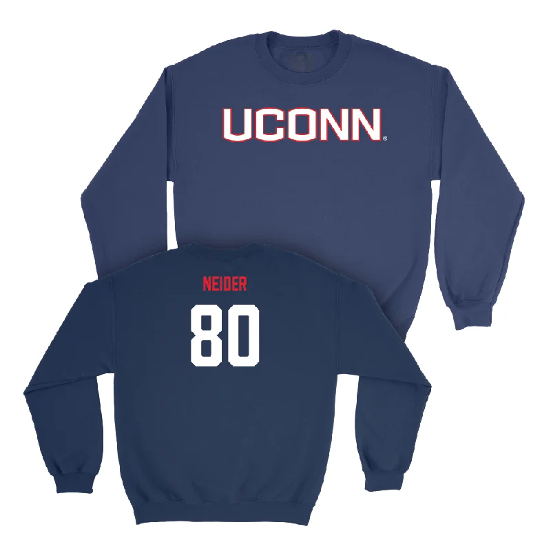 long sleeve performance shirt-Navy Football UConn Crewneck - John Neider