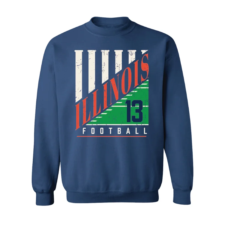 long sleeve high-neck sweater-Navy Illinois Columns Crew - Pat Bryant #13