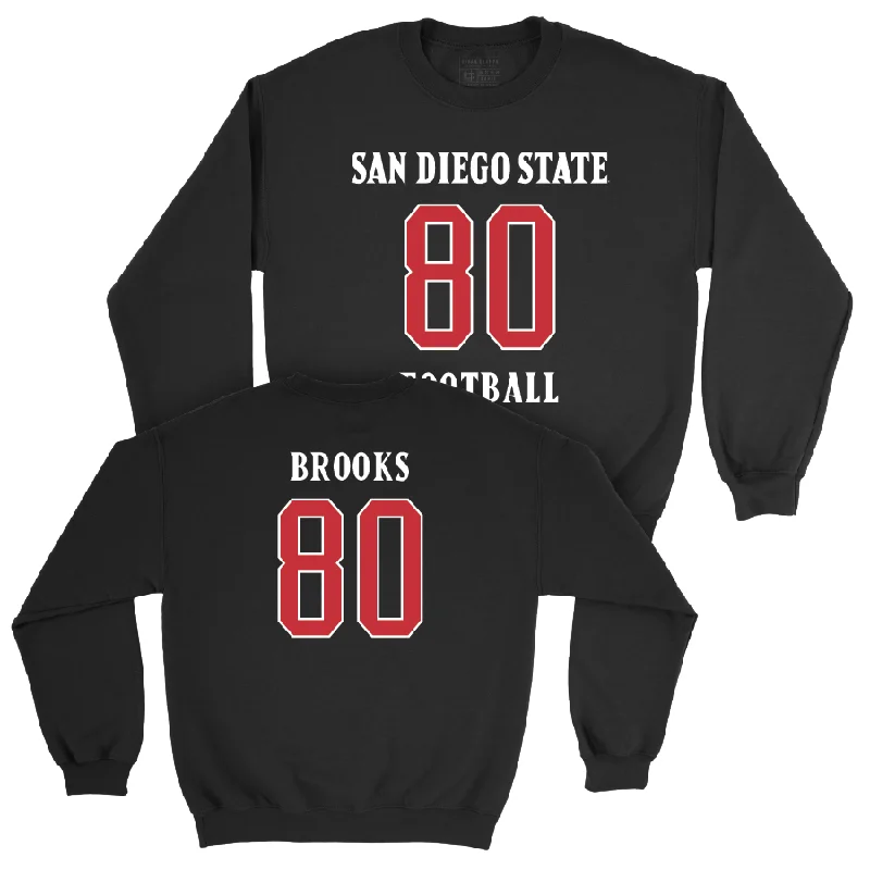 long sleeve cardigan sweater-SDSU Football Black Sideline Crew   - Baylin Brooks