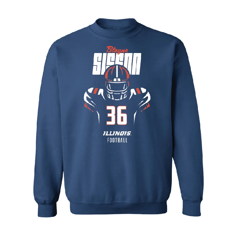 long sleeve shirt-Navy Illinois Silhouette Crew    - Blayne Sisson