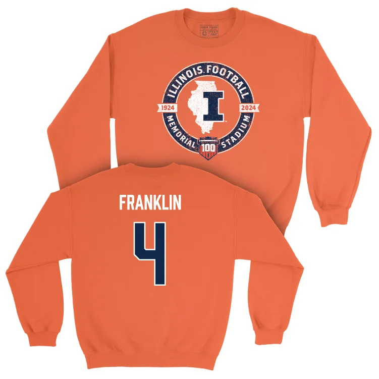 long sleeve printed hoodie-Illinois Football 100th Anniversary Orange Tradition Crew - Zakhari Franklin | #4