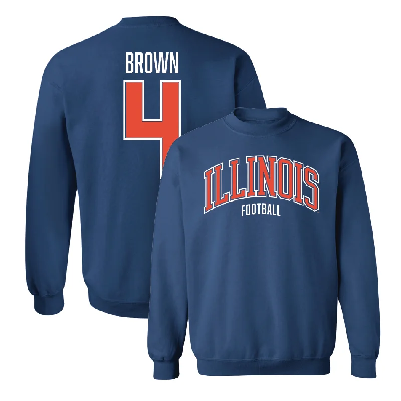 long sleeve fleece pullover-Navy Illinois Arch Crew  - Daniel Brown