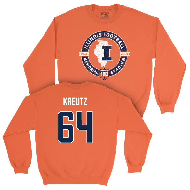 long sleeve t-shirt-Illinois Football 100th Anniversary Orange Tradition Crew - Josh Kreutz | #53