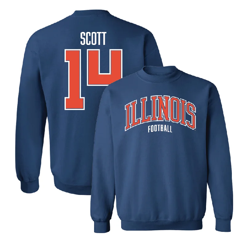 long sleeve patterned shirt-Navy Illinois Arch Crew    - Xavier Scott