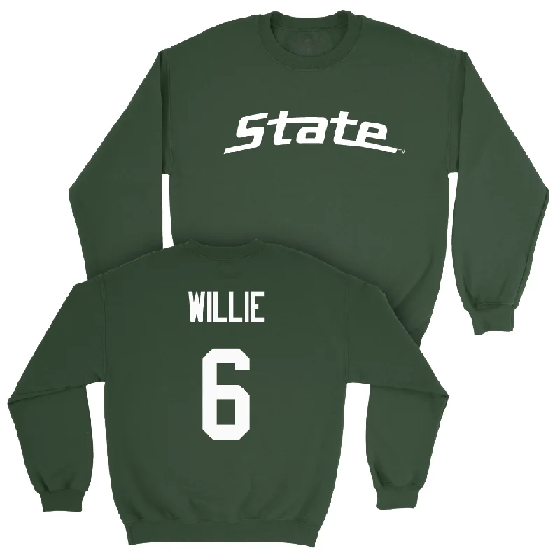 long sleeve casual top for fall-Green Football State Crew - Ade Willie