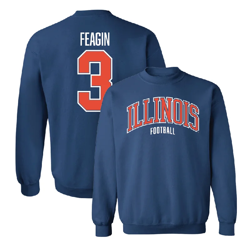 long sleeve mock neck shirt-Navy Illinois Arch Crew  - Kaden Feagin