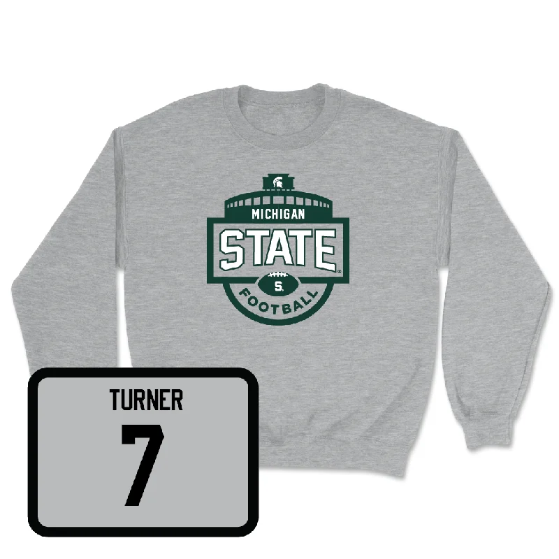 long sleeve blouse-Sport Grey Football Stadium Crewneck  - Jordan Turner