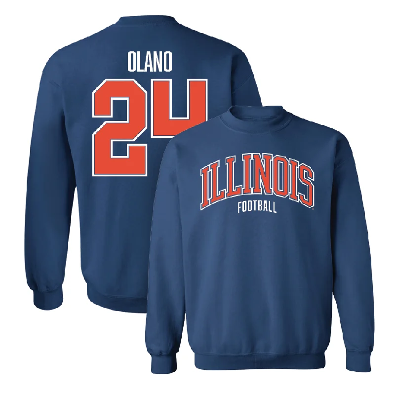 long sleeve fitted shirt-Navy Illinois Arch Crew    - David Olano