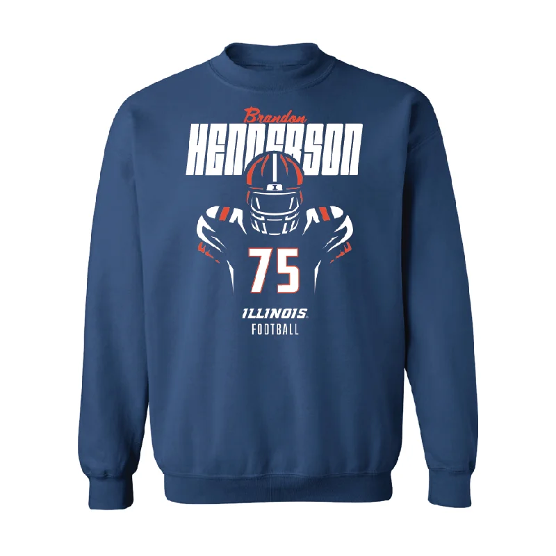 long sleeve t-shirt-Navy Illinois Silhouette Crew    - Brandon Henderson