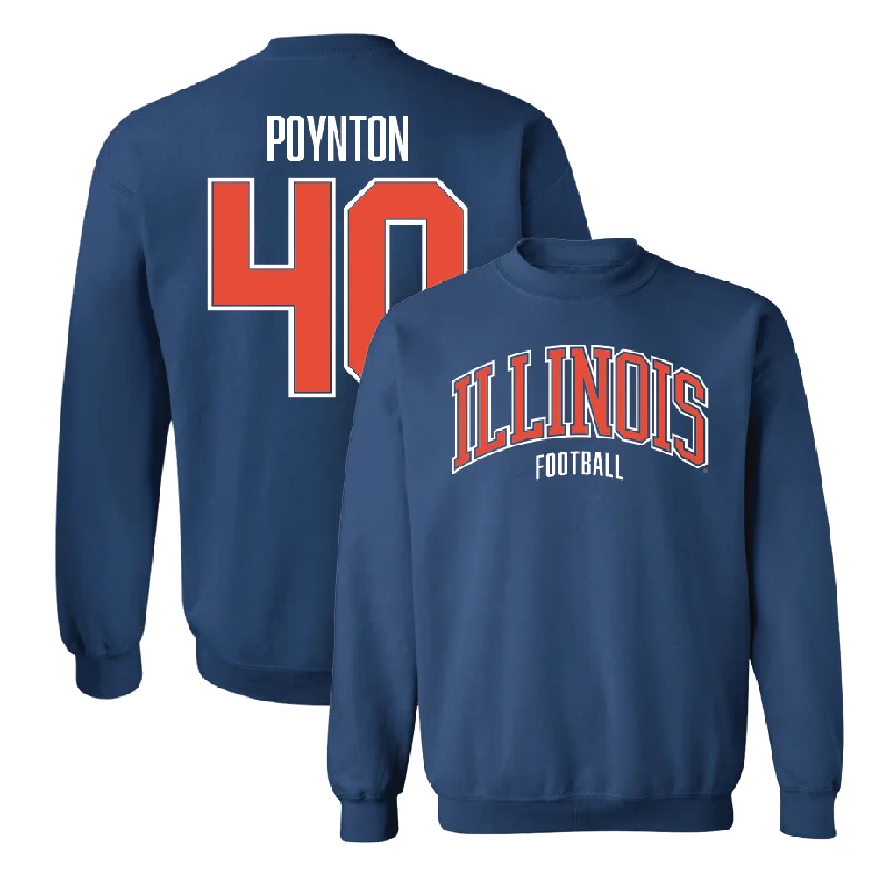 long sleeve shirt for women-Navy Illinois Arch Crew    - Ronan Poynton