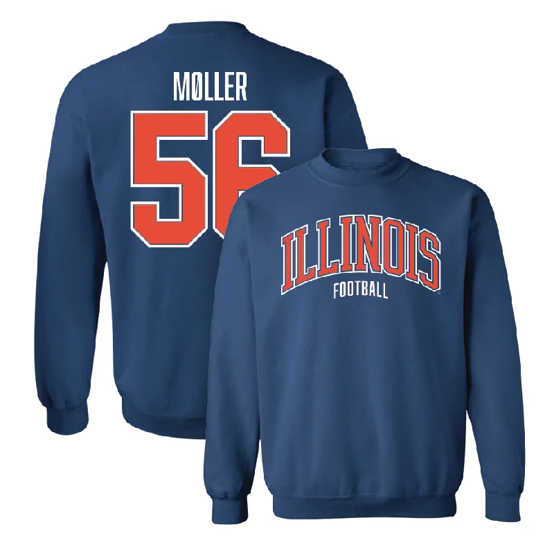 long sleeve hoodie-Navy Illinois Arch Crew    - Magnus Møller