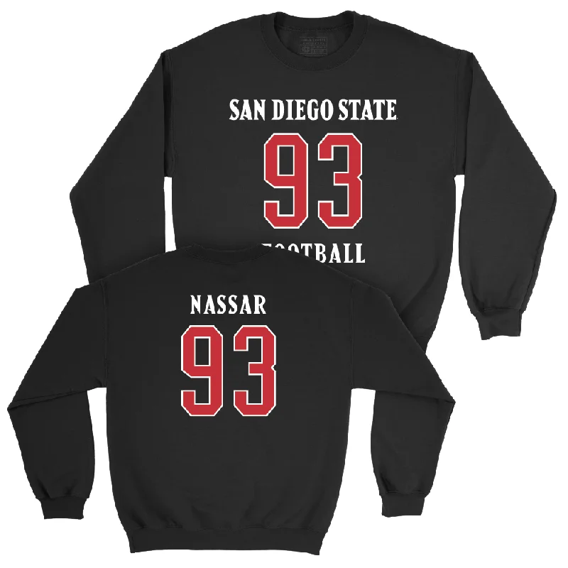 long sleeve casual wear-SDSU Football Black Sideline Crew  - Brady Nassar