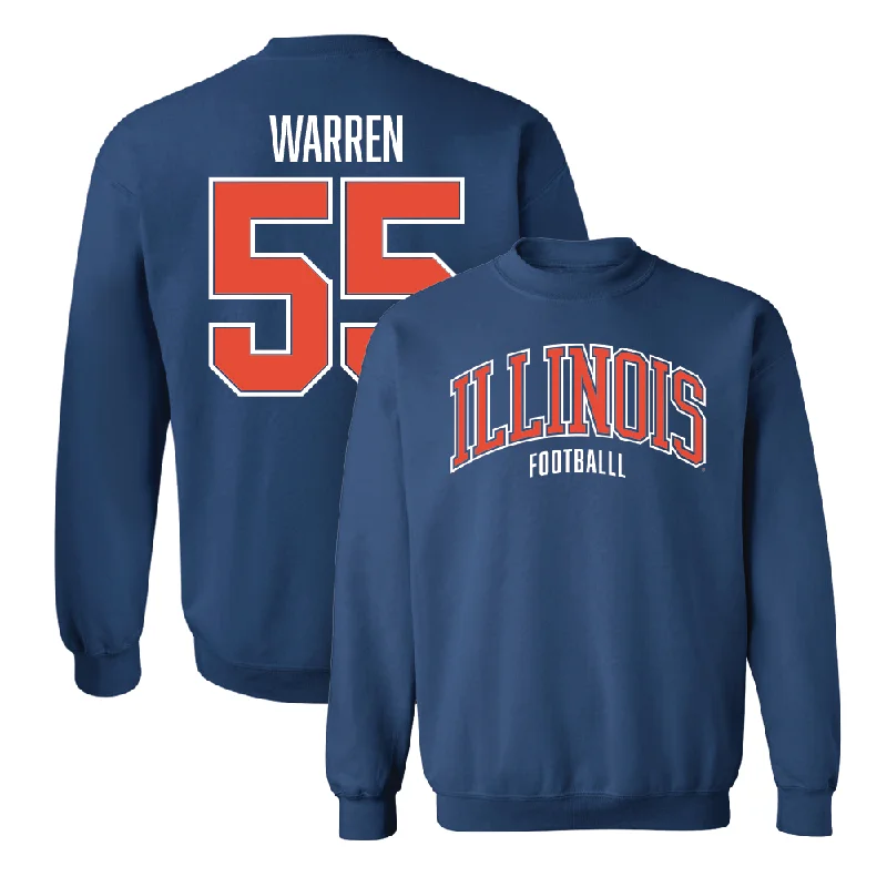 long sleeve zip hoodie-Navy Illinois Arch Crew    - Jeremiah Warren