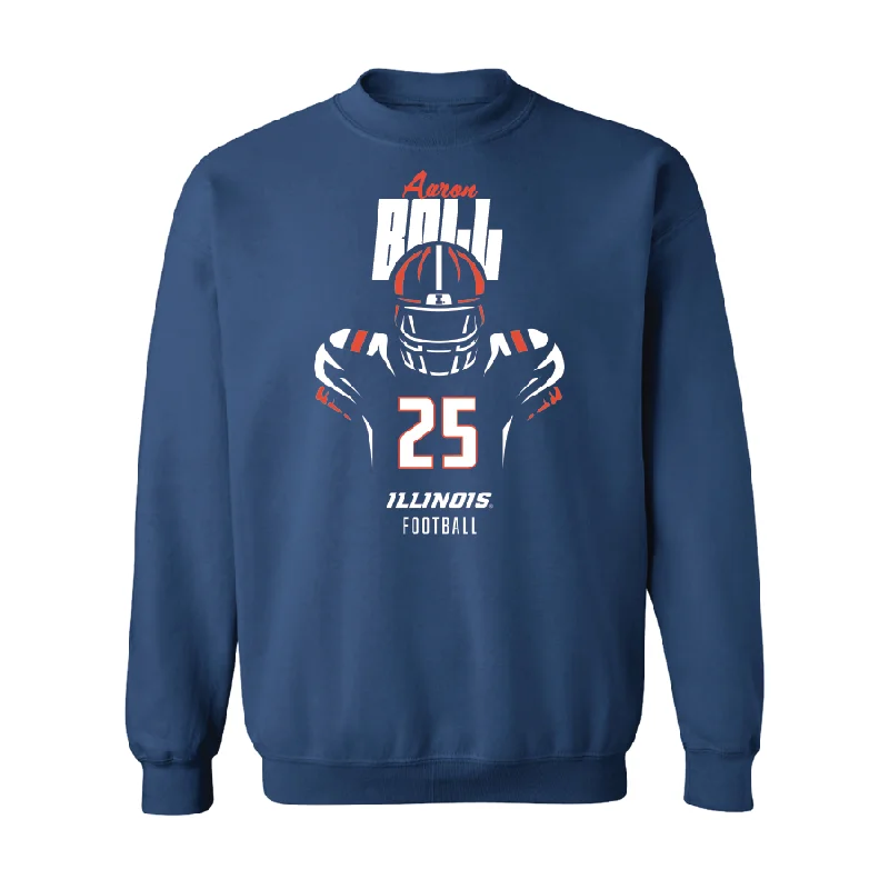 long sleeve cotton hoodie-Navy Illinois Silhouette Crew    - Aaron Ball