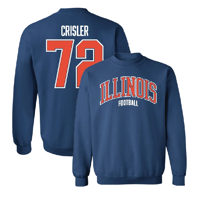 long sleeve v-neck shirt-Navy Illinois Arch Crew    - Zy Crisler