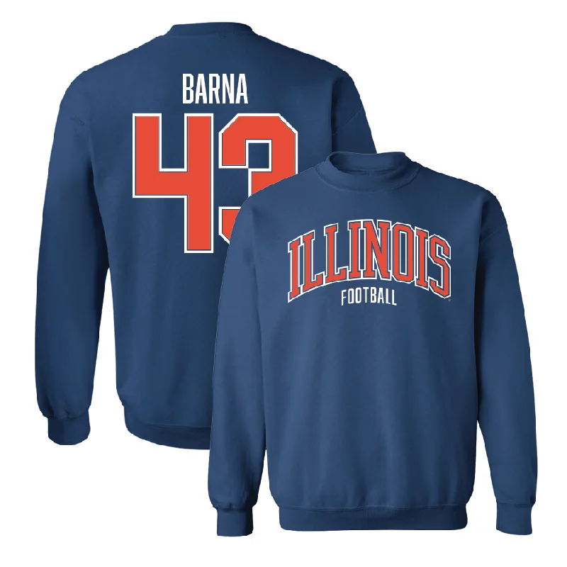 long sleeve sweater top-Navy Illinois Arch Crew    - Joe Barna