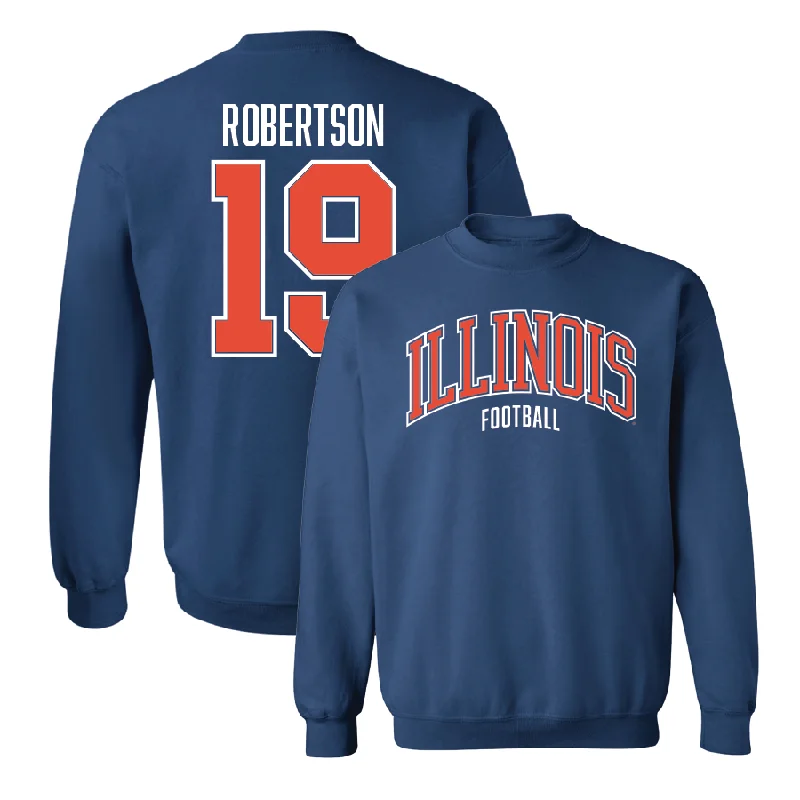 long sleeve hoodie for cold weather-Navy Illinois Arch Crew  - Hugh Robertson