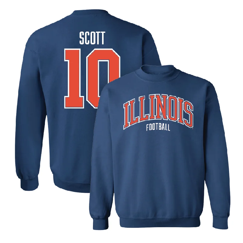 long sleeve printed hoodie-Navy Illinois Arch Crew  - Miles Scott