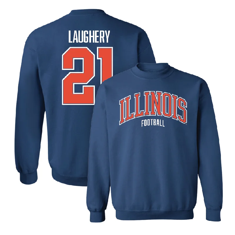 long sleeve nightshirt-Navy Illinois Arch Crew    - Aidan Laughery